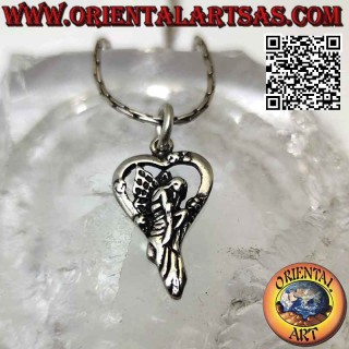 Pendentif en argent, fée au coeur