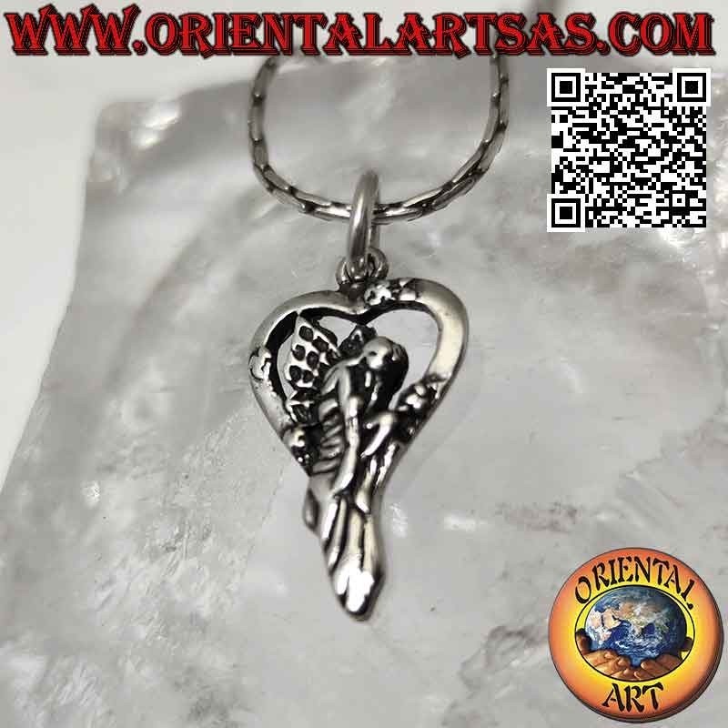 Pendentif en argent, fée au coeur