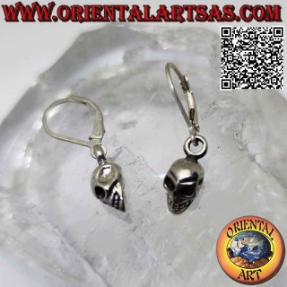 Smooth circle silver earrings with "closed hook" closure with small skull pendant