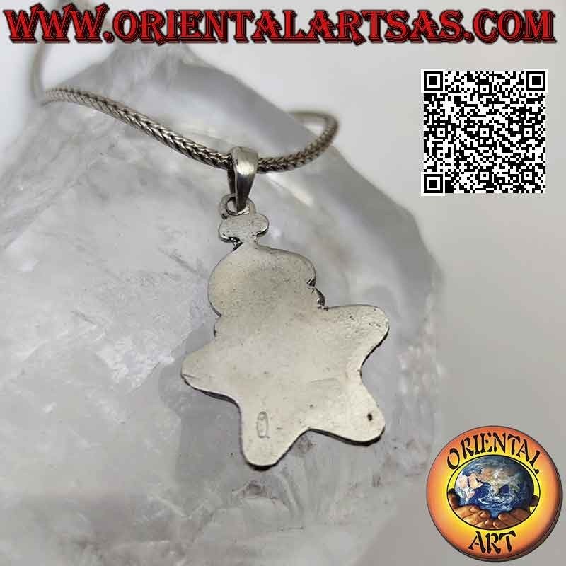 Silver pendant, lapis lazuli star with central antique natural coral