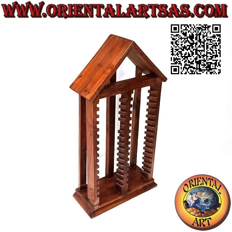 "Essential" gabled CD rack in teak wood (67 x 35 cm)