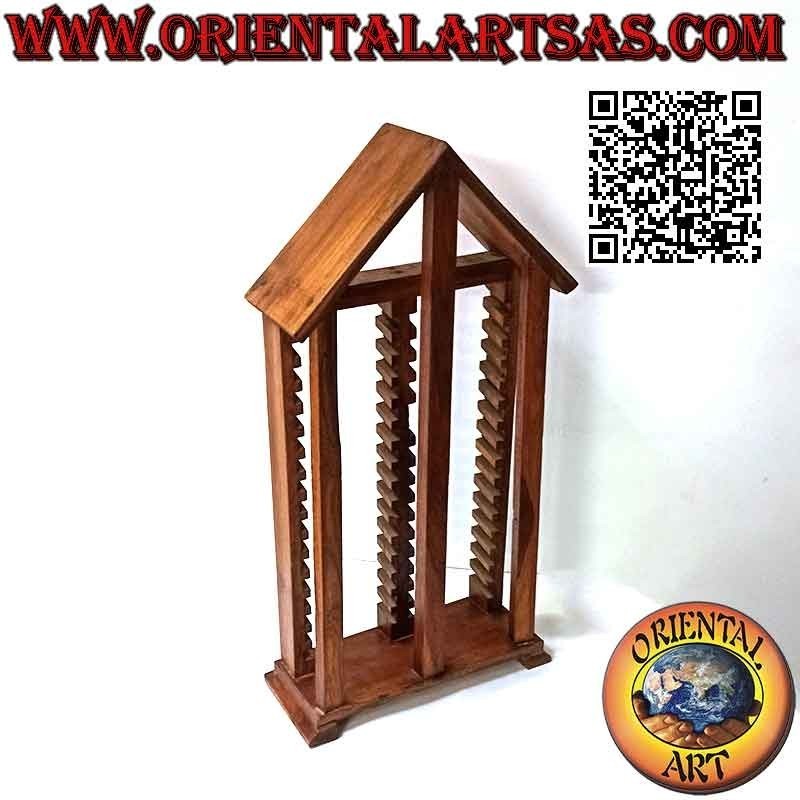 Porta CD "essential" a capanna in legno di teak (67 x 35 cm )