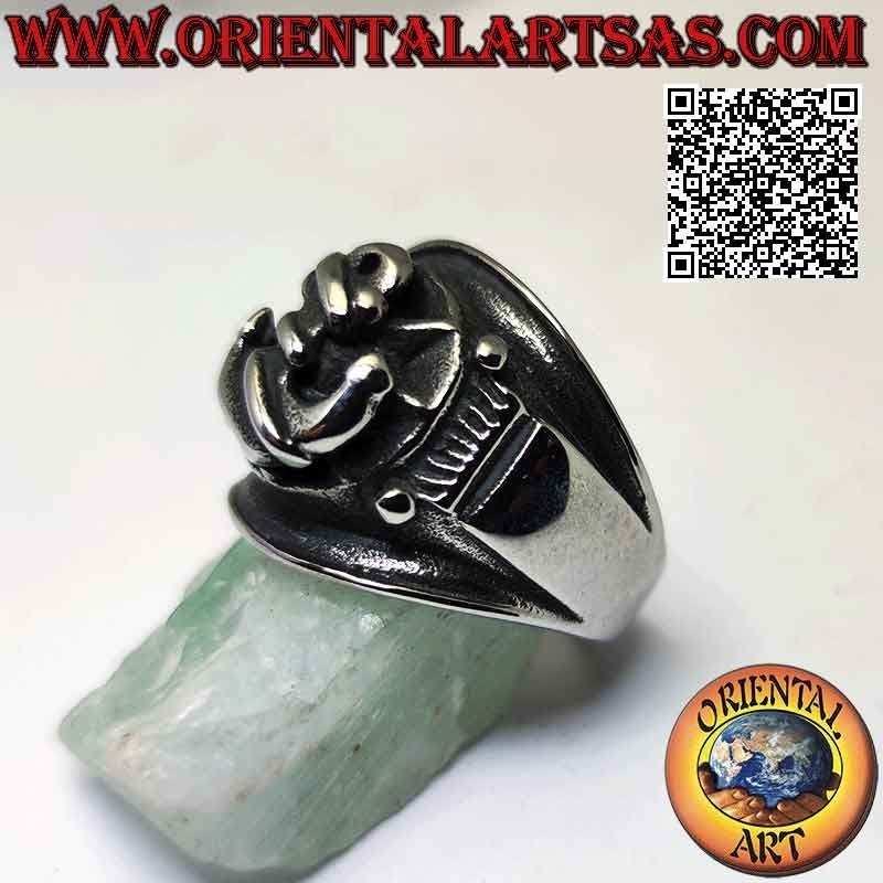 Chirurgenstahlring (316L), mit ansteigendem Band mit zentralem vorstehendem Anker