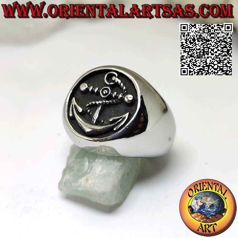 Anillo de acero quirúrgico (316L), liso con anclaje en bajorrelieve en el círculo Ø 20 mm