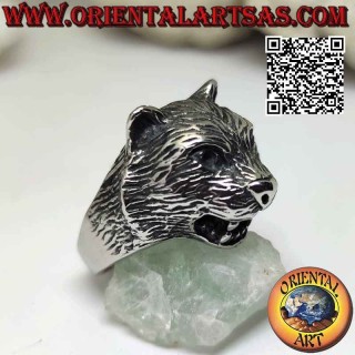 Anillo fabricado en acero quirúrgico (316L), con forma de cabeza de pantera