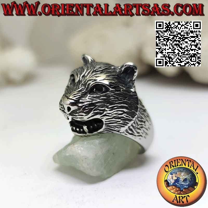 Ring aus Chirurgenstahl (316L) in Form eines Pantherkopfes