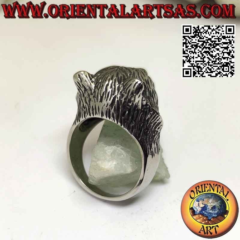 Anello in acciaio chirurgico (316L), a forma di testa di pantera