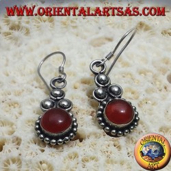 silver earrings with round carnelian Bali