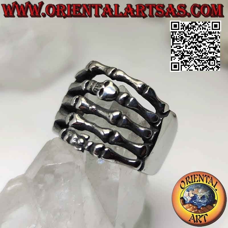 Anillo de acero quirúrgico (316L), manecillas de esqueleto entrelazadas