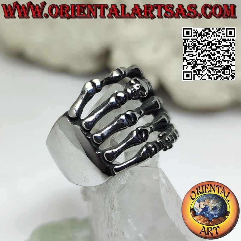 Ring aus Chirurgenstahl (316L), verschlungene Skelettzeiger