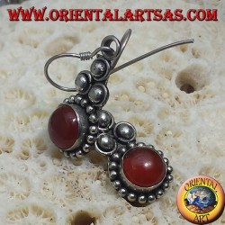 pendientes de plata con cornalina ronda Bali