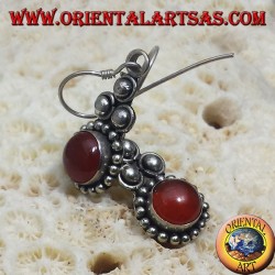 pendientes de plata con cornalina ronda Bali
