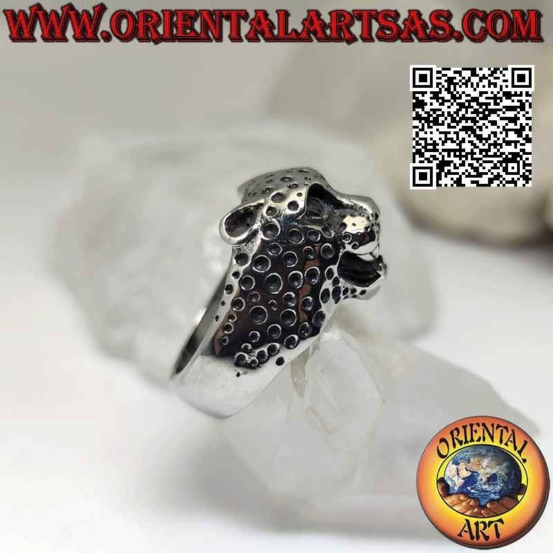 Anello in acciaio chirurgico (316L), a forma di testa di leopardo