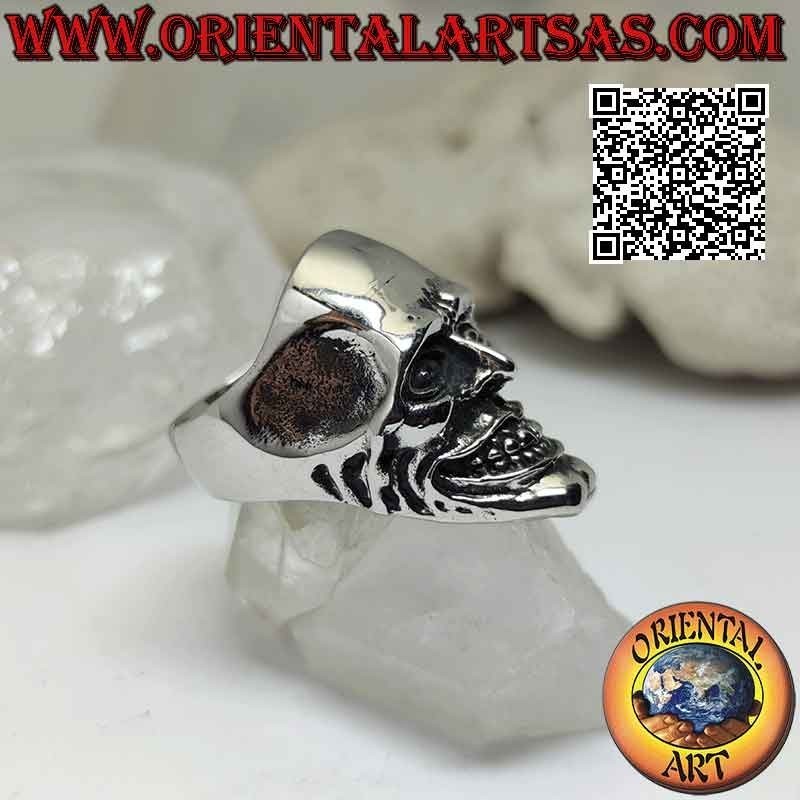 Surgical steel ring (316L), joker skull in sadistic smile