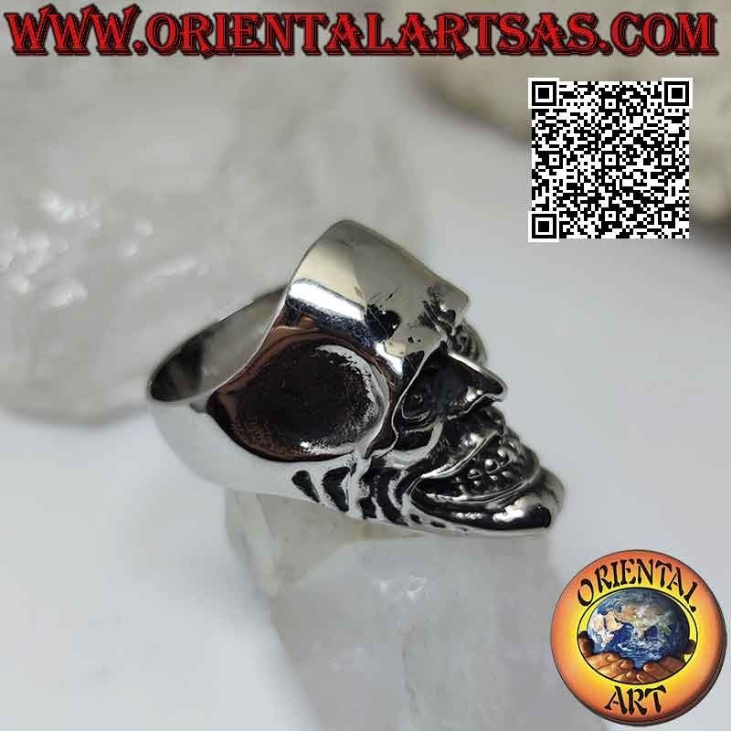 Surgical steel ring (316L), joker skull in sadistic smile