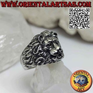 Ring in surgical steel (316L), in the shape of a lion's head