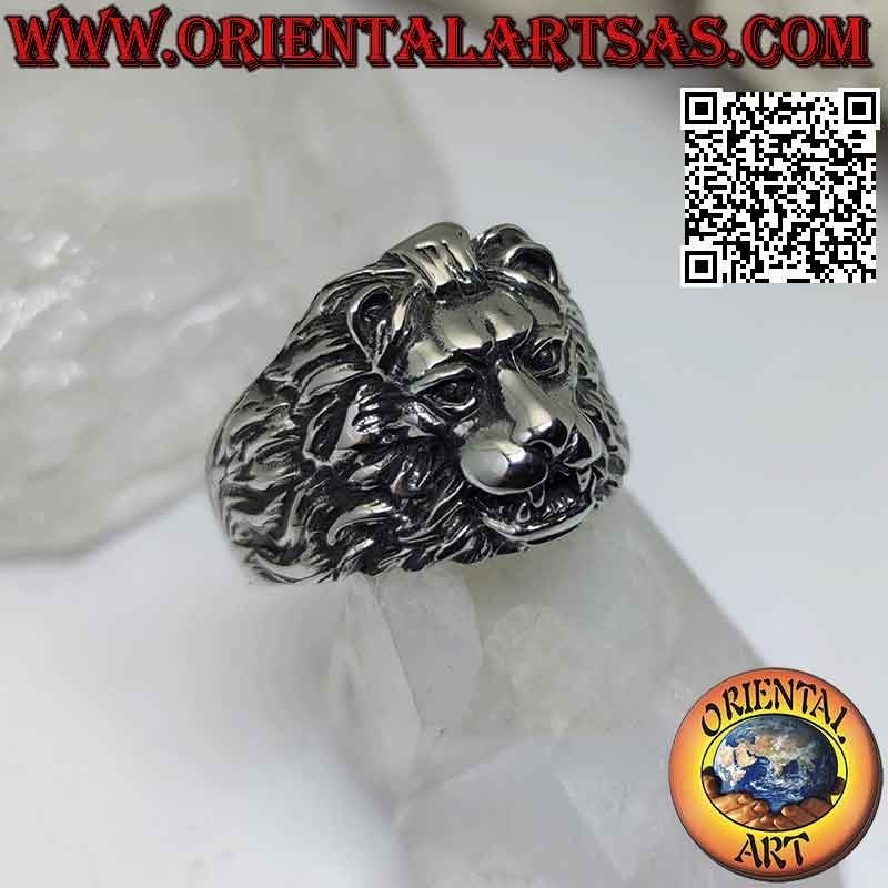 Anillo en acero quirúrgico (316L), en forma de cabeza de león