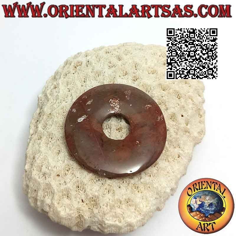 Disc / donut pendant in mochaite jasper 40 mm. Ø (cord included)