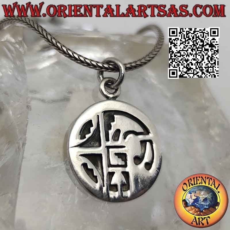 Silver pendant, medal with engraved Mayan apocalypse