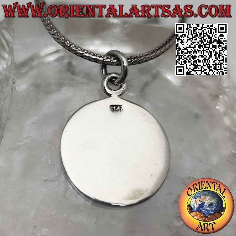 Silver pendant, medal with engraved Mayan apocalypse