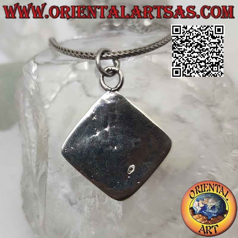Colgante de plata, medalla romboidal grabada con colonización americana