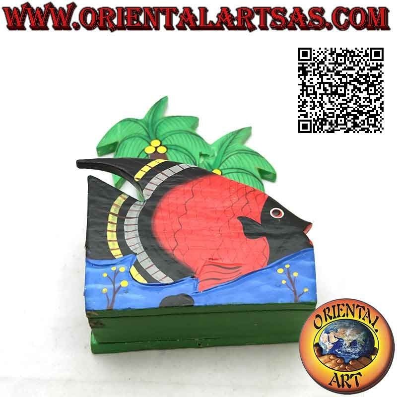 Hawaiian style letter holder / napkin holder with fish in balsa wood (black, red)