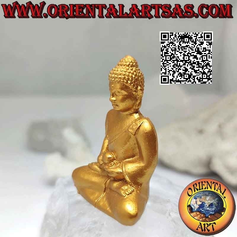 Sculpture bouddha "Dhyana Mudra - symbole de méditation et de sagesse" en résine (dorée) 5 cm