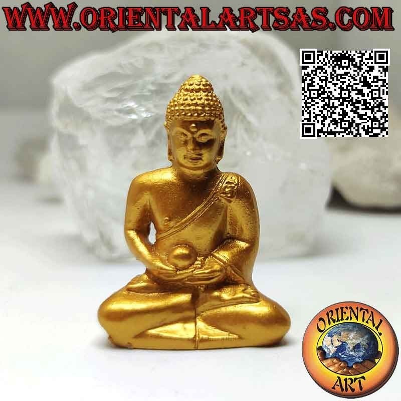 Escultura de Buda "Dhyana Mudra - símbolo de meditación y sabiduría" en resina (dorada) 5 cm