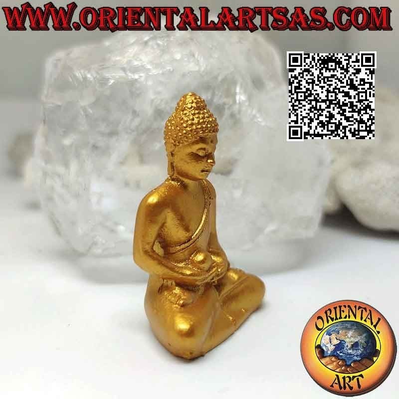 Sculpture bouddha "Dhyana Mudra - symbole de méditation et de sagesse" en résine (dorée) 5 cm