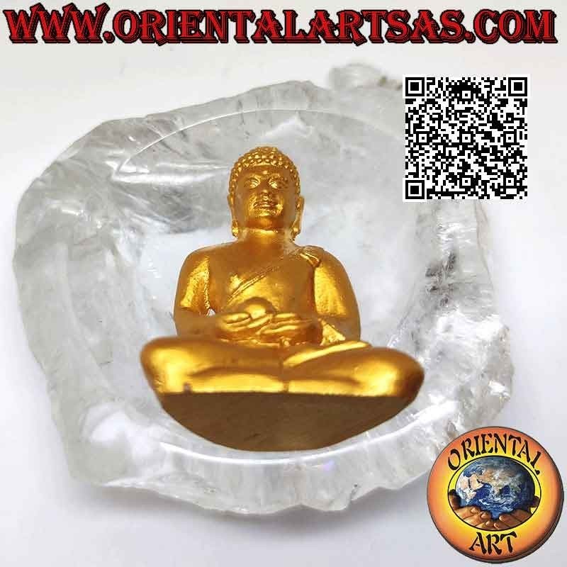 Scultura Buddha "Dhyana Mudra - simbolo di meditazione e saggezza" in resina (dorato) 5 cm