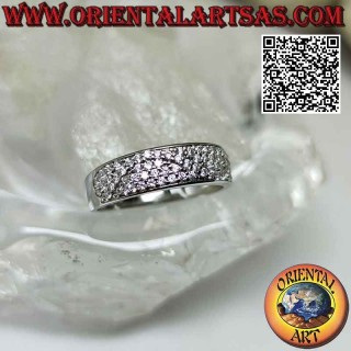 Anillo de plata con banda creciente semitachonada de circonitas blancas (6 mm)