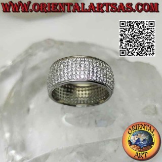 Bague en argent avec anneau arrondi serti de zircons blancs (9 mm)