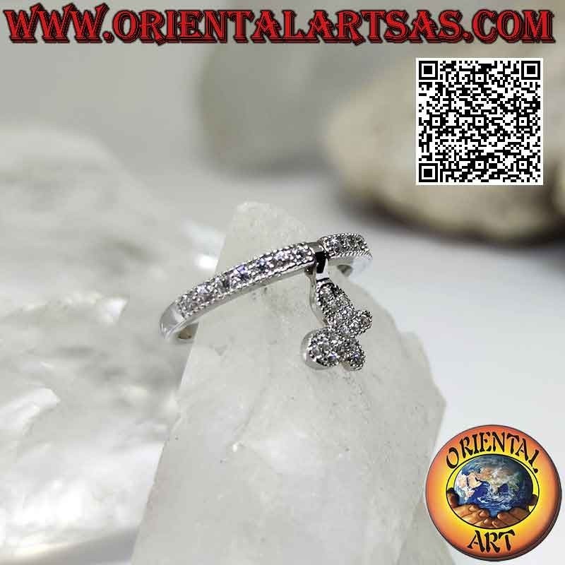 Anillo de plata con colgante "mariposa" tachonado de circonitas blancas