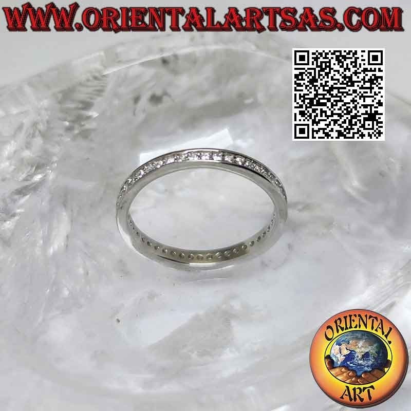 Silver ring with "Eternity" band studded with white zircons (2 mm)