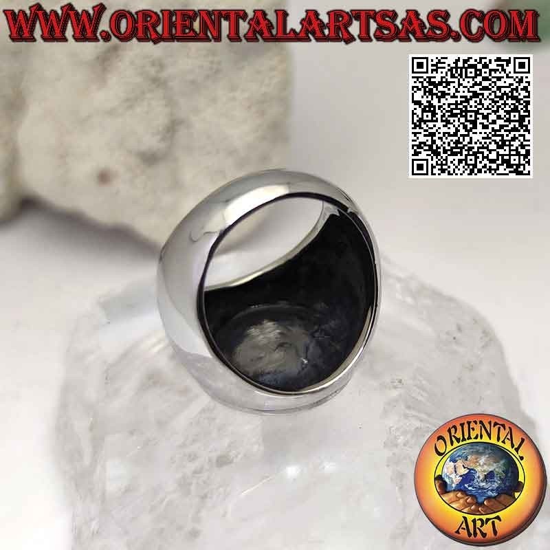 Anello in acciaio chirurgico (316L), liscio con àncora a bassorilievo nel cerchio bordato Ø 20 mm