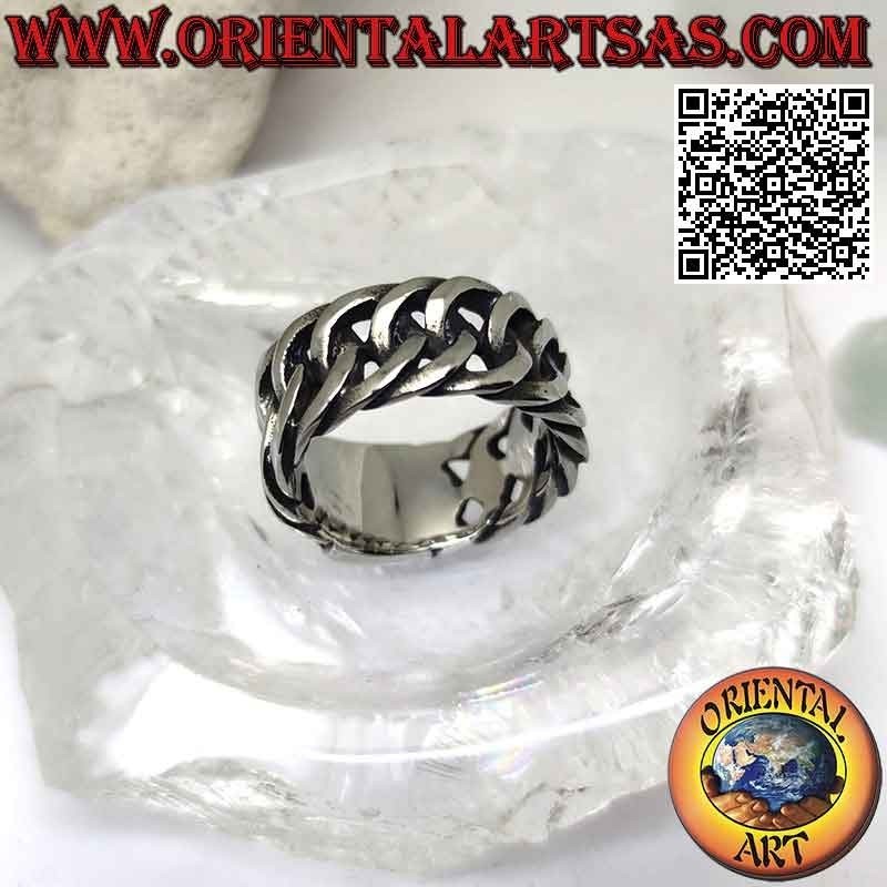 Anillo de acero quirúrgico (316L), banda ancha de cadena de anillos entrelazados