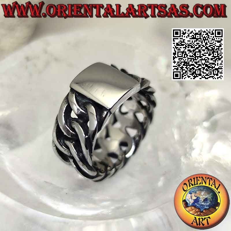 Anillo de acero quirúrgico (316L), banda ancha de cadena de anillos entrelazados