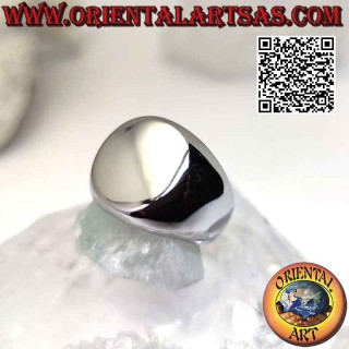 Anello in acciaio chirurgico (316L), liscio con tondo grande piatto