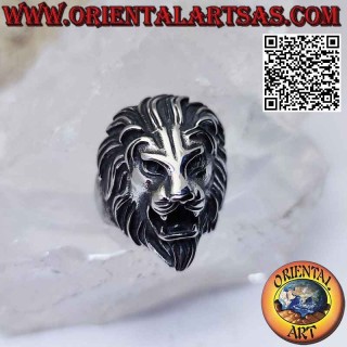 Anello in acciaio chirurgico (316L), testa di leone massiccia