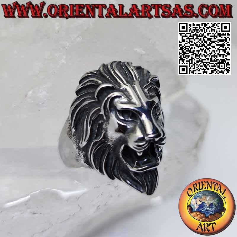 Anello in acciaio chirurgico (316L), testa di leone massiccia
