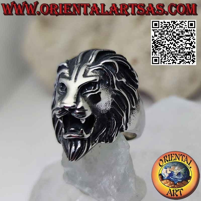 Surgical steel ring (316L), massive lion head