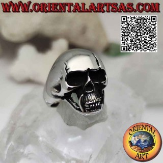 Surgical steel ring (316L), smooth skull with cracks on the forehead