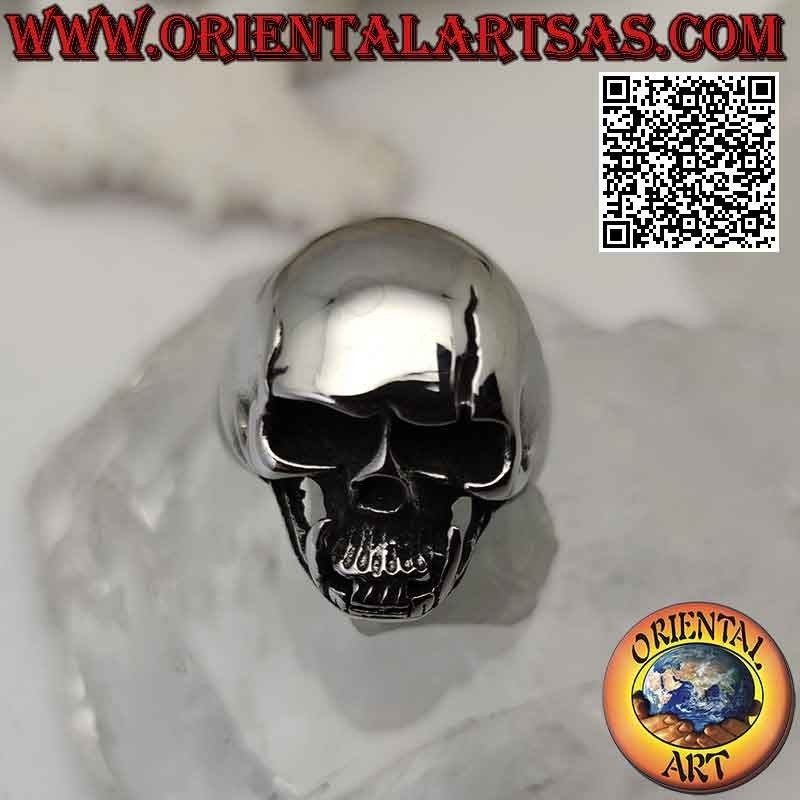 Surgical steel ring (316L), smooth skull with cracks on the forehead