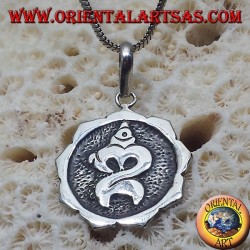 silver pendant Om carved Balinese ॐ