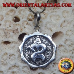 silver pendant Om carved Balinese ॐ