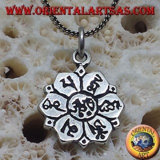 argent ॐ om pendentif en fleur de lotus avec le sanskrit