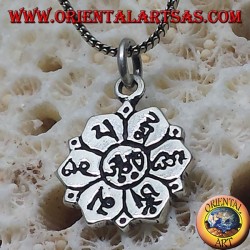 argent ॐ om pendentif en fleur de lotus avec le sanskrit