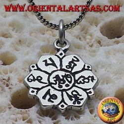 silver pendant ॐ om in lotus flower with Sanskrit