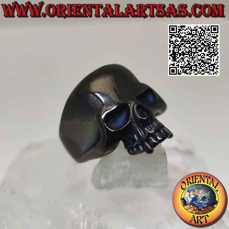 Chirurgenstahlring (316L), glatter Schädel aus schwarzem Stahl im Darth Vader-Stil