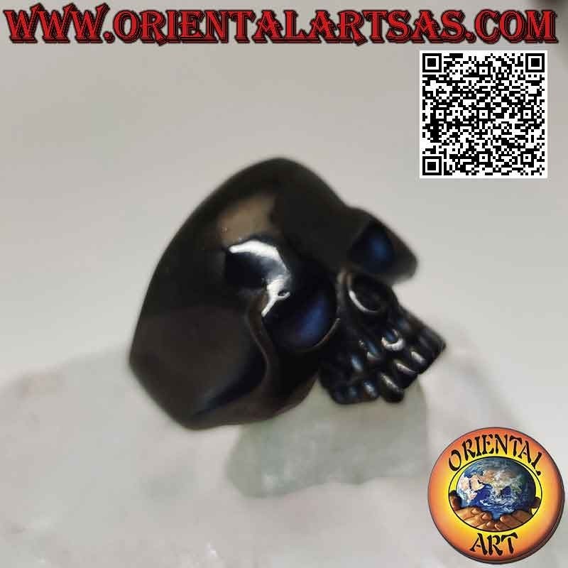 Bague en acier chirurgical (316L), crâne lisse en acier noir style Dark Vador